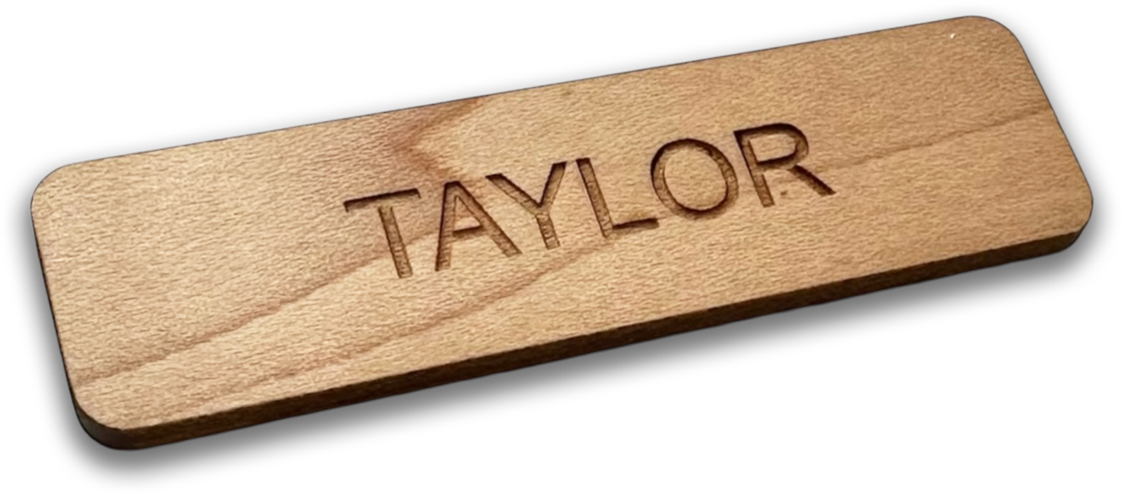 maple wood rectangle custom name tag