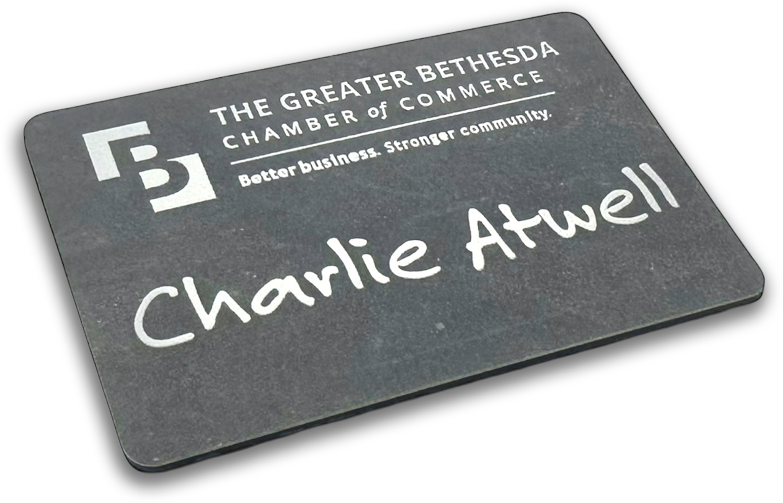 washed chalkboard rectangle custom name tag