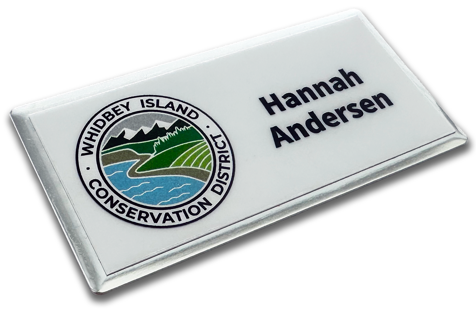 silver classic beveled metal rectangle custom name tag