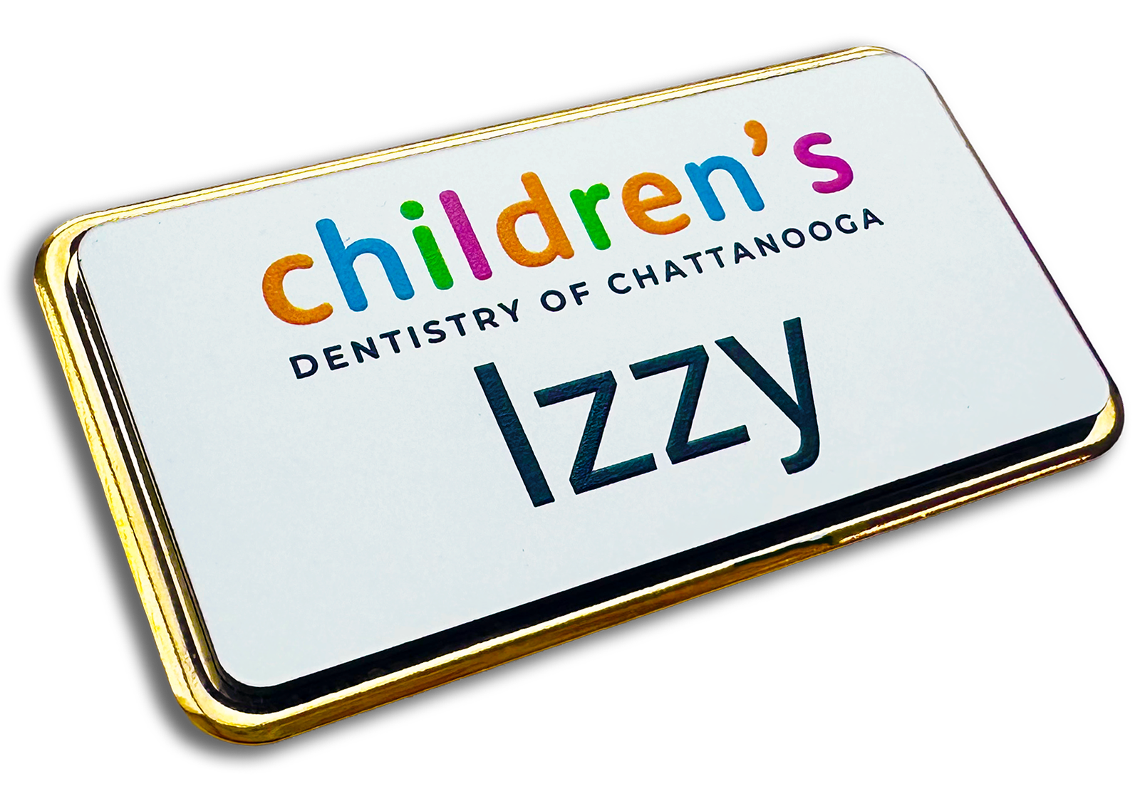 gold metal frame rectangle custom name tag